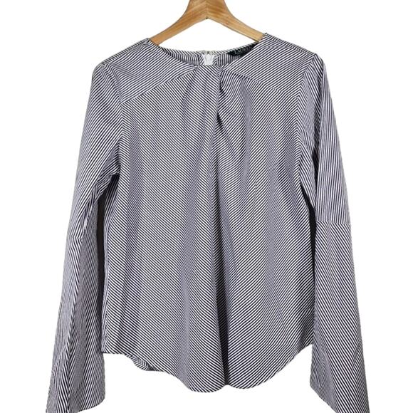 Ralph Lauren Tops - Lauren Ralph Lauren Women's Blue White Striped Bell Sleeve Cinched Front Blouse
